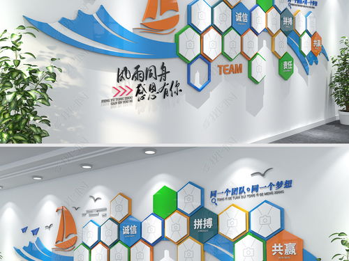 揚帆起航 創意藍色帆船主題企業文化墻，打造活力員工風采展示空間